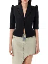 Coperni Cropped Slim-fit Tailored Jacket With Puff Sleeves In Black