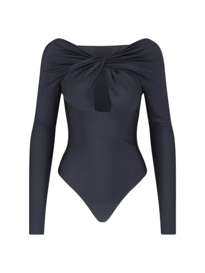 Coperni Crossed Bodysuit In Black