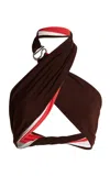Coperni Crossed Halter Top In Burgundy