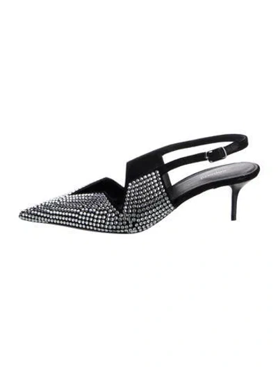 Pre-owned Coperni Crystal Crystal Embellishments Slingback Pumps In Black