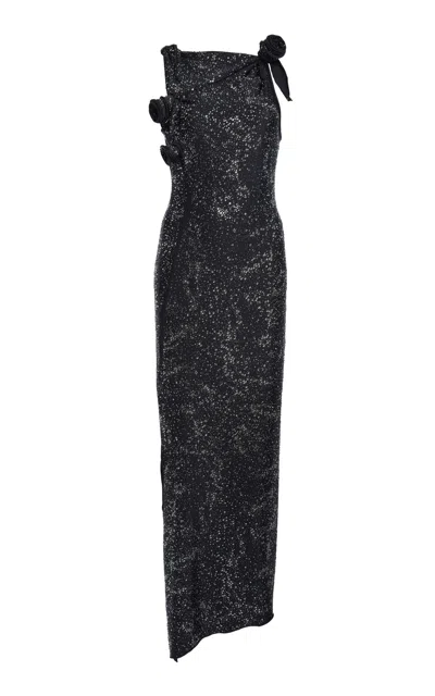 COPERNI CRYSTAL-EMBELLISHED ASYMMETRIC FLOWER GOWN