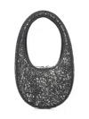 Coperni Crystal-embellished Black Handbag With Faux Suede Finish