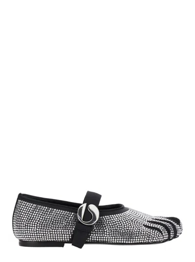 COPERNI COLETTE MULTICOLOR BALLET FLATS WITH FIVE-TOE DESIGN AND ALL-OVER APPLIED CRYSTALS IN TECH FABRIC
