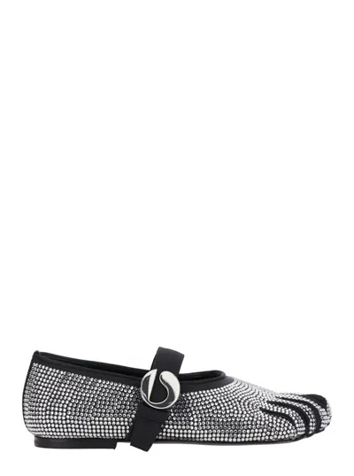 COPERNI 'COLETTE' MULTICOLOR BALLET FLATS WITH FIVE-TOE DESIGN AND ALL-OVER APPLIED CRYSTALS IN TECH FABRIC