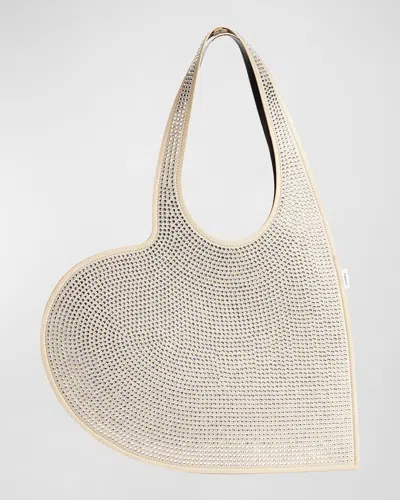 Coperni Crystal-embellished Mini Heart Tote Bag In Beige