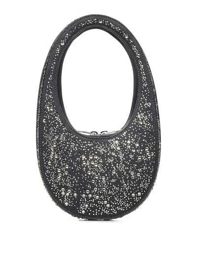 Coperni Crystal-embellished Mini Oval Bag In Black