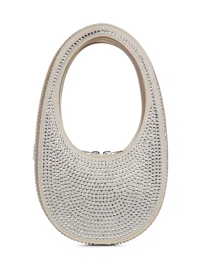 Coperni Crystal-embellished Mini Swipe Handbag In Beige