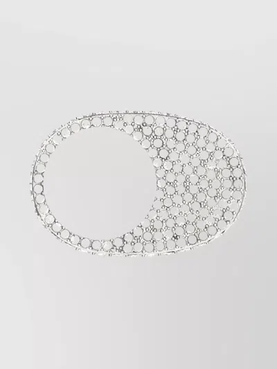 Coperni Crystal-embellished Oval Openwork Ring In White