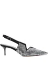 Coperni Crystal Embellished Star Cut Out Low Stiletto Shoes In Black