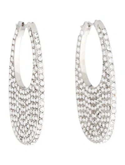 Pre-owned Coperni Crystal Medium Swipe Hoop Earrings In Multicolor