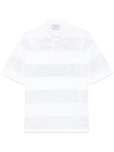 Coperni Crystal-striped Polo Shirt In White