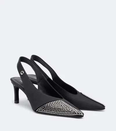 Coperni Crystal-embellished Satin Slingback Pumps In Black