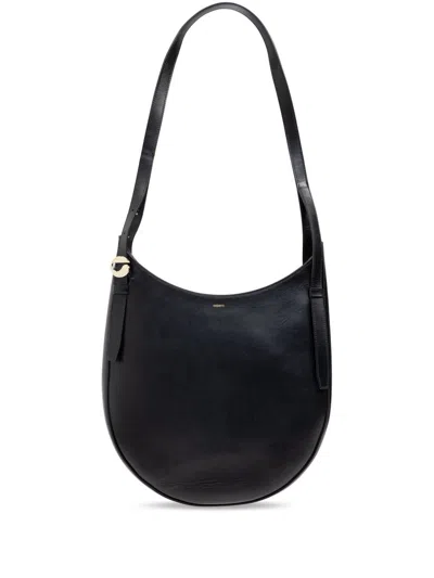 Coperni Curved Black Calf Leather Shoulder Bag