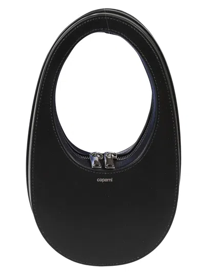 COPERNI CURVED BLACK LEATHER SWIPE MINI BAG