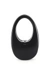 Coperni Curved Leather Tote Bag In Black