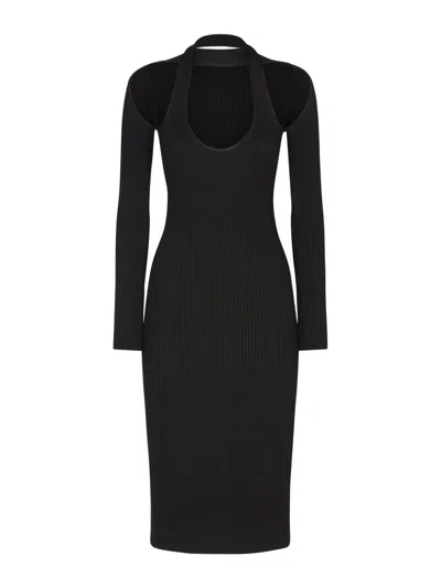 Coperni Long-sleeved Dress In Black
