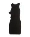 Coperni Black Asymmetric Flower Knit Minidress With Cut-out N Viscosa Stretch Woman In Black