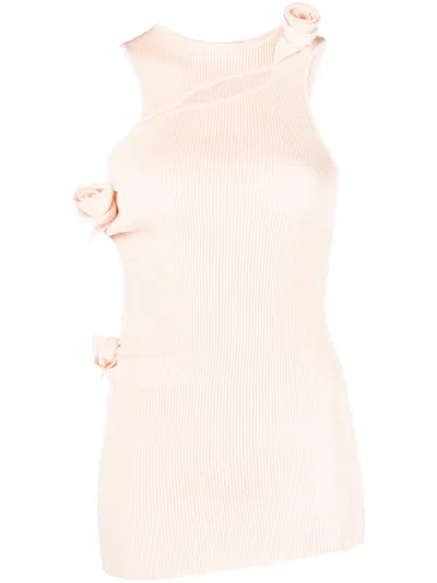 Coperni Cut-out Detail Ribbed Minidress In Peach Peach