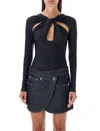 Coperni Black Long-sleeve Top With Twisted Cut-out Detail In Black