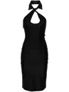 Coperni Open Chest Stretch Jersey Midi Dress In Black
