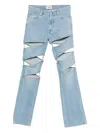 Coperni Light Blue Jeans With Cut-out Spiral Design And Logo Patch On The Rear In Denim Woman In Blue