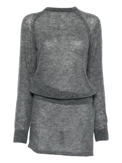 Coperni Cut-out Knitted Dress In Animal Print