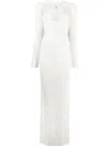 Coperni Semi-sheer Cutout Wool-blend Maxi Dress In 白色
