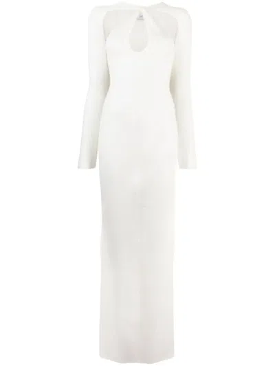 Coperni Semi-sheer Cutout Wool-blend Maxi Dress In Off White