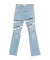 Coperni Light Blue Jeans With Cut-out Spiral Design And Logo Patch On The Rear In Denim Woman In Blue
