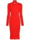 Coperni Cut-out Ribbed-knit Dress In Red