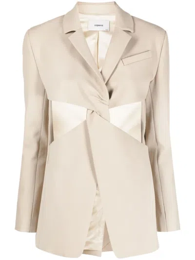 Coperni Cut-out Single-breasted Blazer In Neutrals