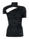 Coperni Asymmetric Draped Jersey Top In Black
