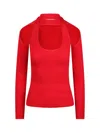 Coperni Cut-out Knitted Top In Red