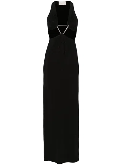 Coperni Cut-out Triangle Black Stretch Jersey Long Dress