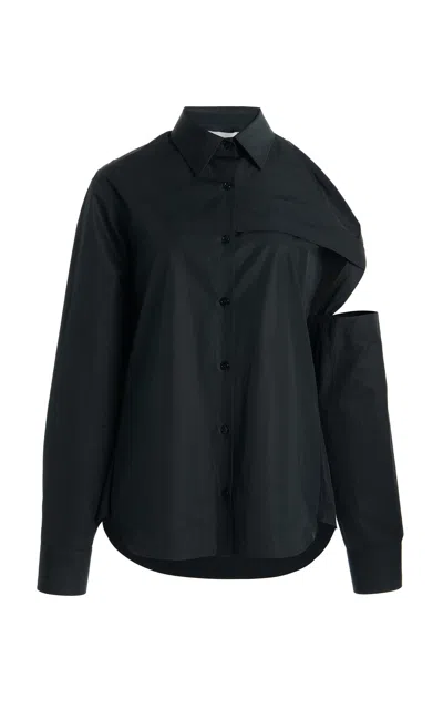 Coperni Cutout Cotton Shirt In Black