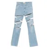 Coperni Light Blue Jeans With Cut-out Spiral Design And Logo Patch On The Rear In Denim Woman In Blue