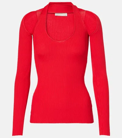 Coperni Cut-out Knitted Top In Red