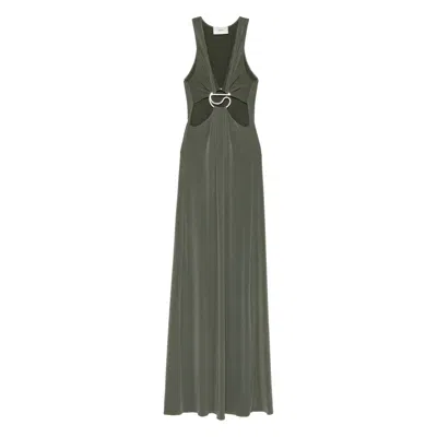 Coperni Cutout V-neck Dress In Green