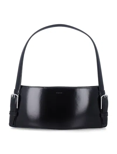 Coperni Cylindrical Structured Glossy Leather Shoulder Bag In Black