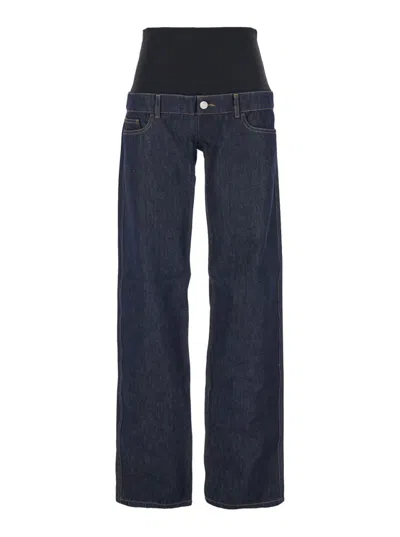 COPERNI DARK BLUE JERSEY HYBRID DENIM TROUSERS