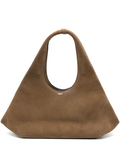 Coperni Dark Brown Logo Leather Bag In Pattern