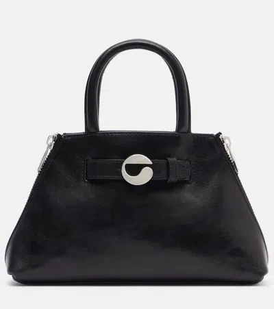 Coperni Data Mini Leather Tote Bag In Black