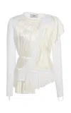 Coperni Deconstructed Plisse Cotton Blend Top In White