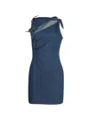 Coperni Denim Asymmetric Flower Mini Dress Blue