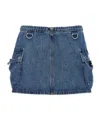 Coperni Denim Skirt With Frontal Logo Patch In Blue