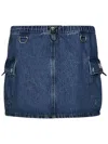 Coperni Denim Skirt With Frontal Logo Patch In Blue