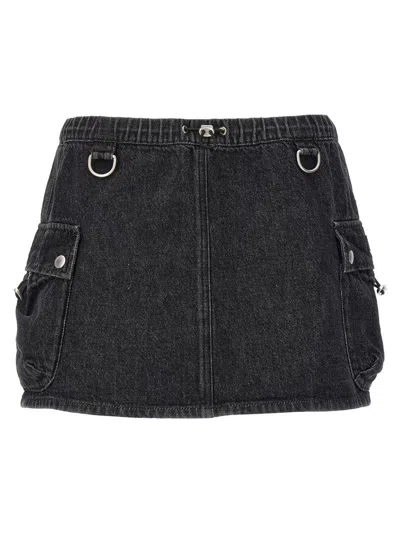 Coperni Cotton Denim Cargo Skirt In Black