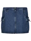 Coperni Denim Skirt With Frontal Logo Patch In Blue