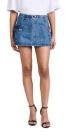 Coperni Denim Skirt With Frontal Logo Patch In Blue