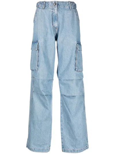 Coperni Denim Cargo Trousers In Blue